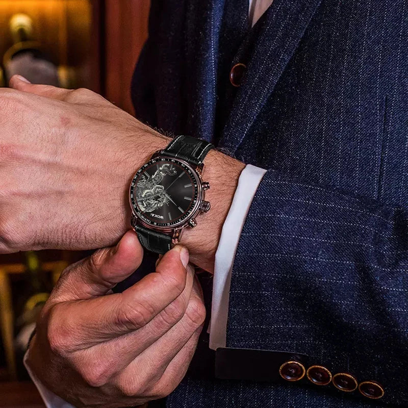 RBB Men's Three-Eye Quartz Watch – Casual Fashion with Multi-Function Dial