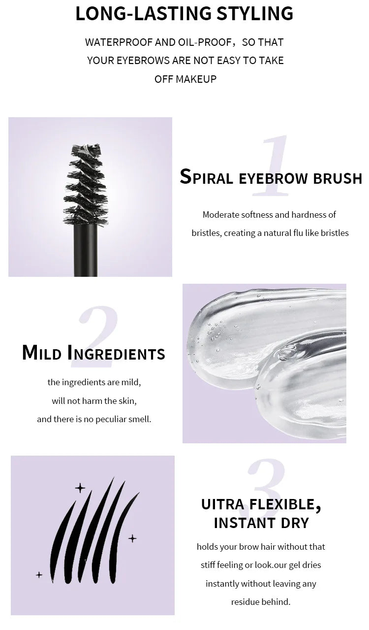 Transparent Eyebrow Gel – Waterproof & Long-Lasting Hold