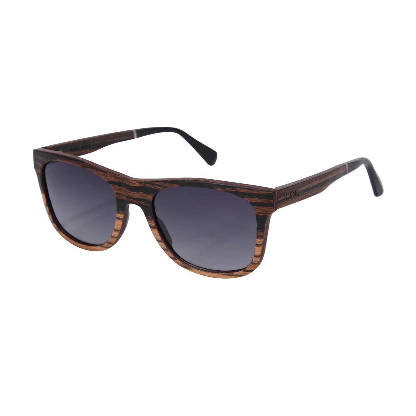 RBB Polarized Wood Frame Sunglasses – Unisex Square Ebony Shades for Biking & Outdoor Wear