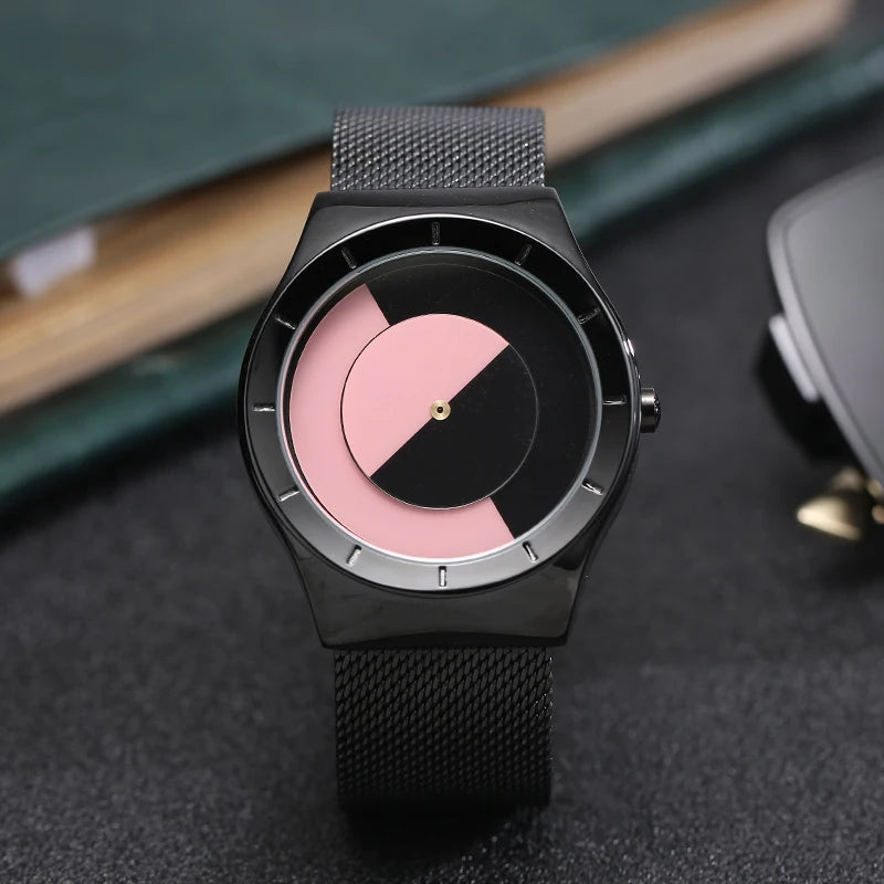 RBB Minimalist Unisex Quartz Watch – Conceptual Dial & Simple Design for Men & Women