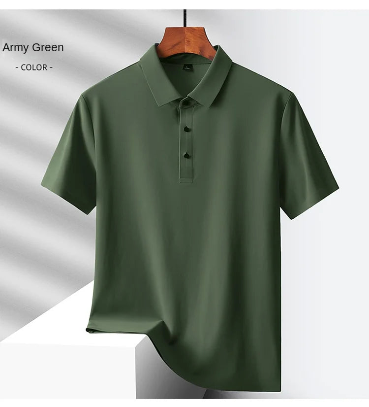 Men's Summer Quick-Dry Ice Silk Short Sleeve T-Shirt — Lightweight Nylon Fabric, Middle-Aged Casual Dad Tee