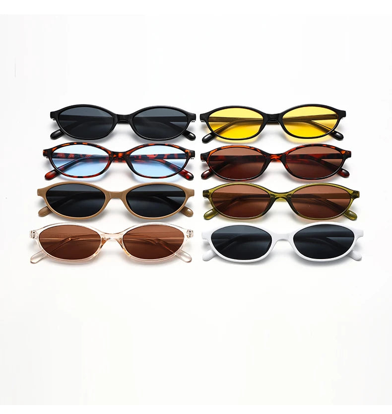 RBB Retro Elliptical Sunglasses Set – 4pcs/6pcs | Unisex Small Frame Fashion Eyewear