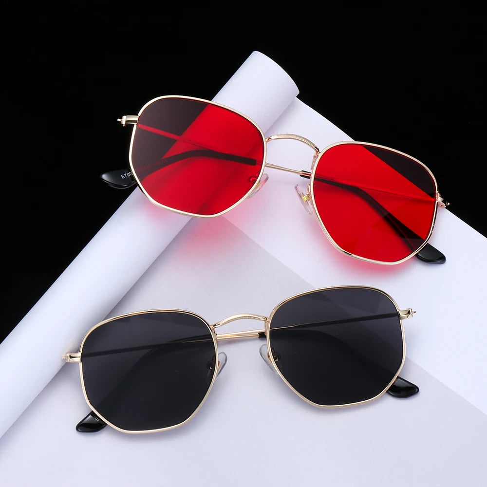 RBB Small Square Metal Frame Sunglasses – Mirrored UV400 Unisex