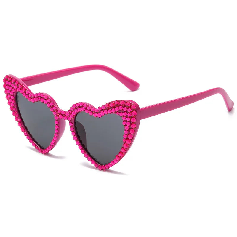 RBB Luxury Diamond Frame Heart Shape Sunglasses – Large UV400 Protection for Women