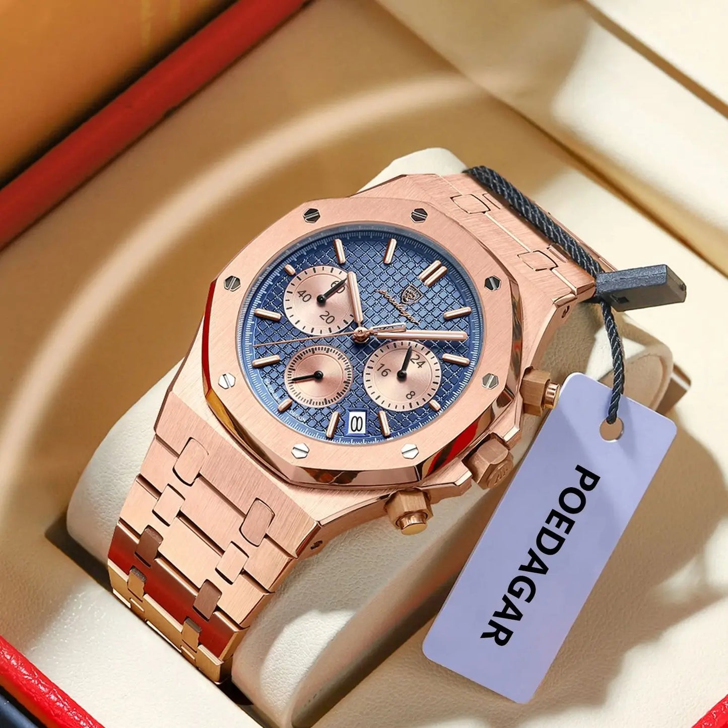 RBB Luxury Men's Stainless Steel Chronograph Watch – Military Style, Waterproof & Luminous Quartz Wristwatch