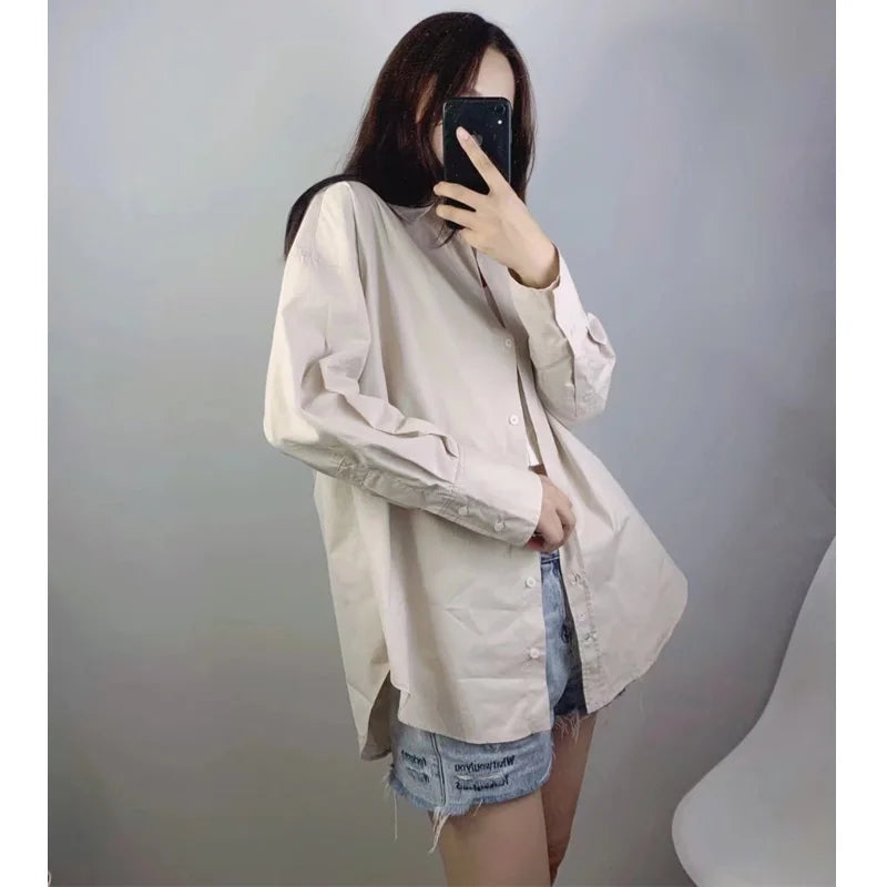RBB Women's Multicolor Oversized Shirt – Long Sleeve Button-Up Streetwear Blouse (Summer Collection)