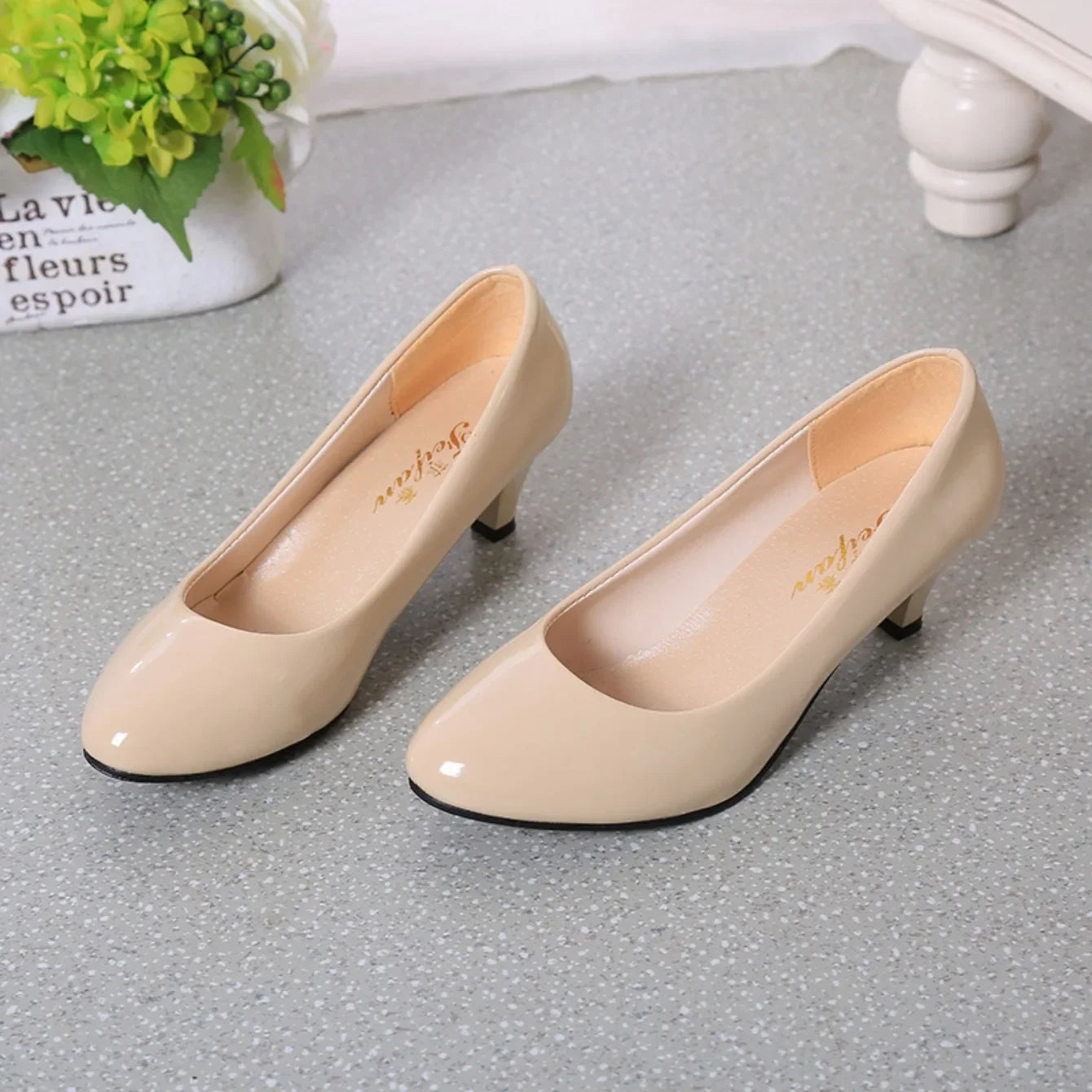 RBB Women’s Nude Pumps – Shallow Toe Low Heels for Office, Wedding & Party