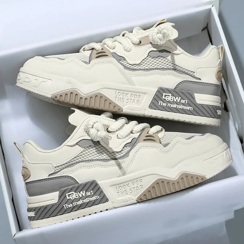 2025 Men’s Large-Size All-Season Soft Sole White Sneakers – Versatile Fashion Sports Shoes