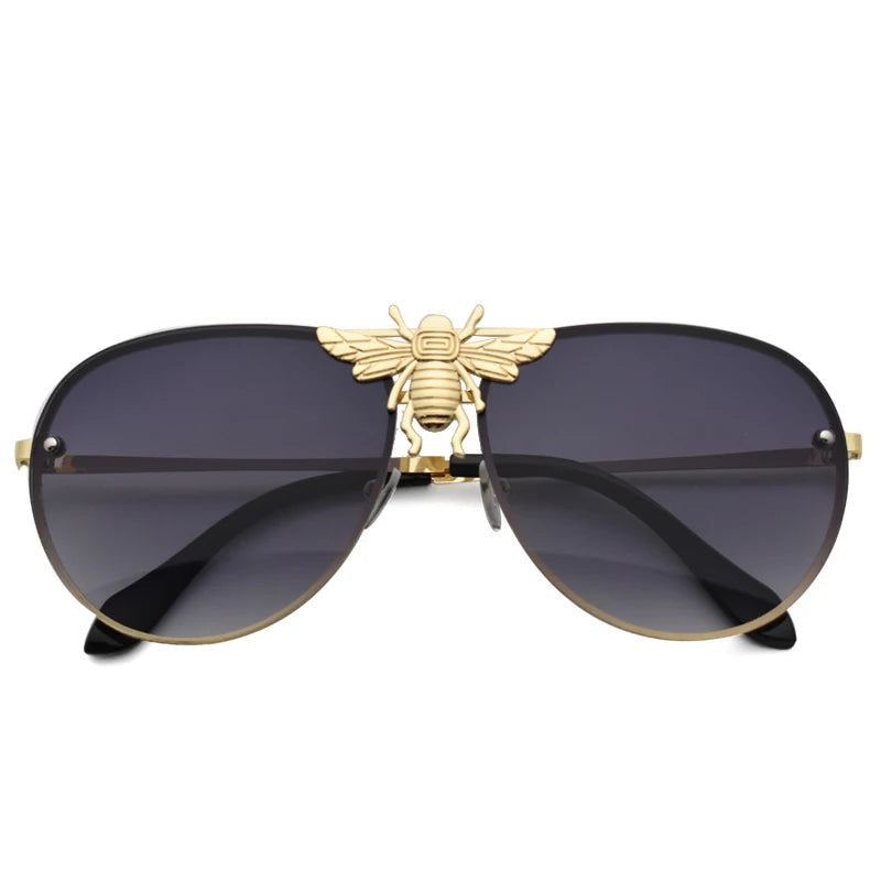 RBB Luxury Classic Bee Vintage Pilot Sunglasses — Stylish retro design with gradient, anti-reflective lenses. Unisex and UV400 protected for everyday wear.