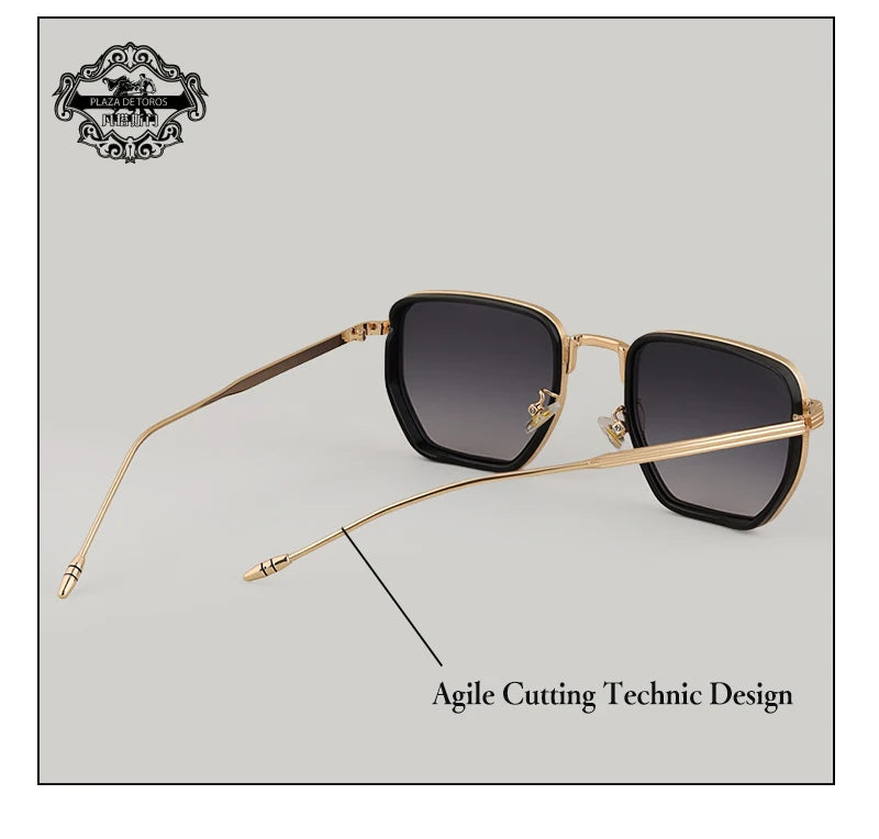 RBB Retro Polygon Square Sunglasses – UV400 Gradient Vintage Eyewear for Men & Women