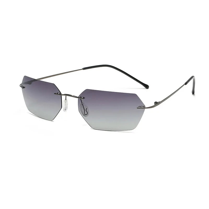 RBB Rimless Titanium Polarized Sunglasses – Ultra-Light Polygonal Design for Men & Women