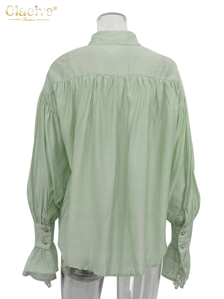 RBB Women's Elegant Pink Office Blouse – Long Sleeve Lapel Classic Shirt Top