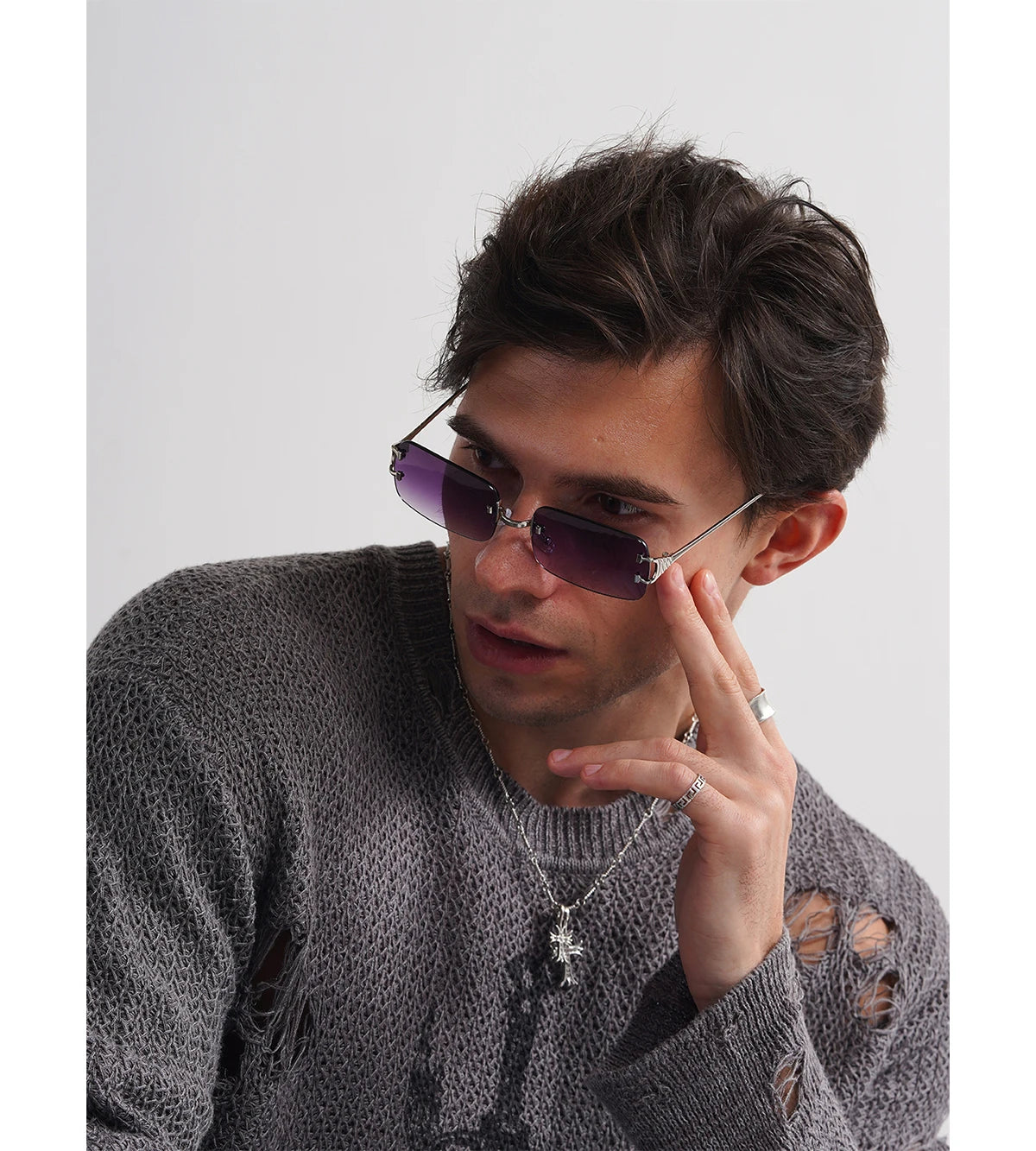 RBB 2025 Rimless Square UV400 Sunglasses – Unisex Designer Outdoor Metal Frame Shades