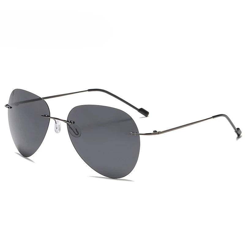 RBB Rimless Polarized Photochromic Sunglasses | Ultra-Light Titanium Driving Glasses for Men – Day & Night Vision