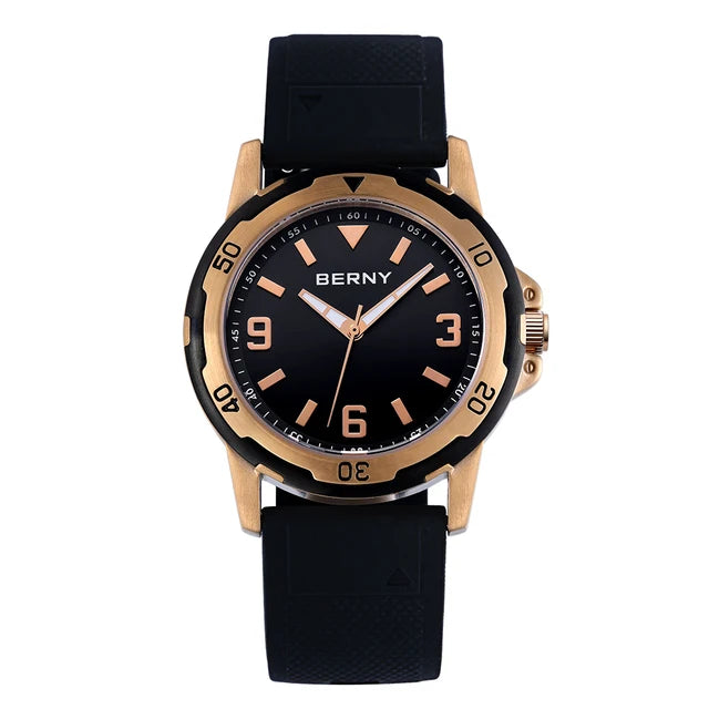 RBB Men’s Luminous Casual Sport Quartz Watch – Waterproof with Soft Silicone Strap & Brass Case