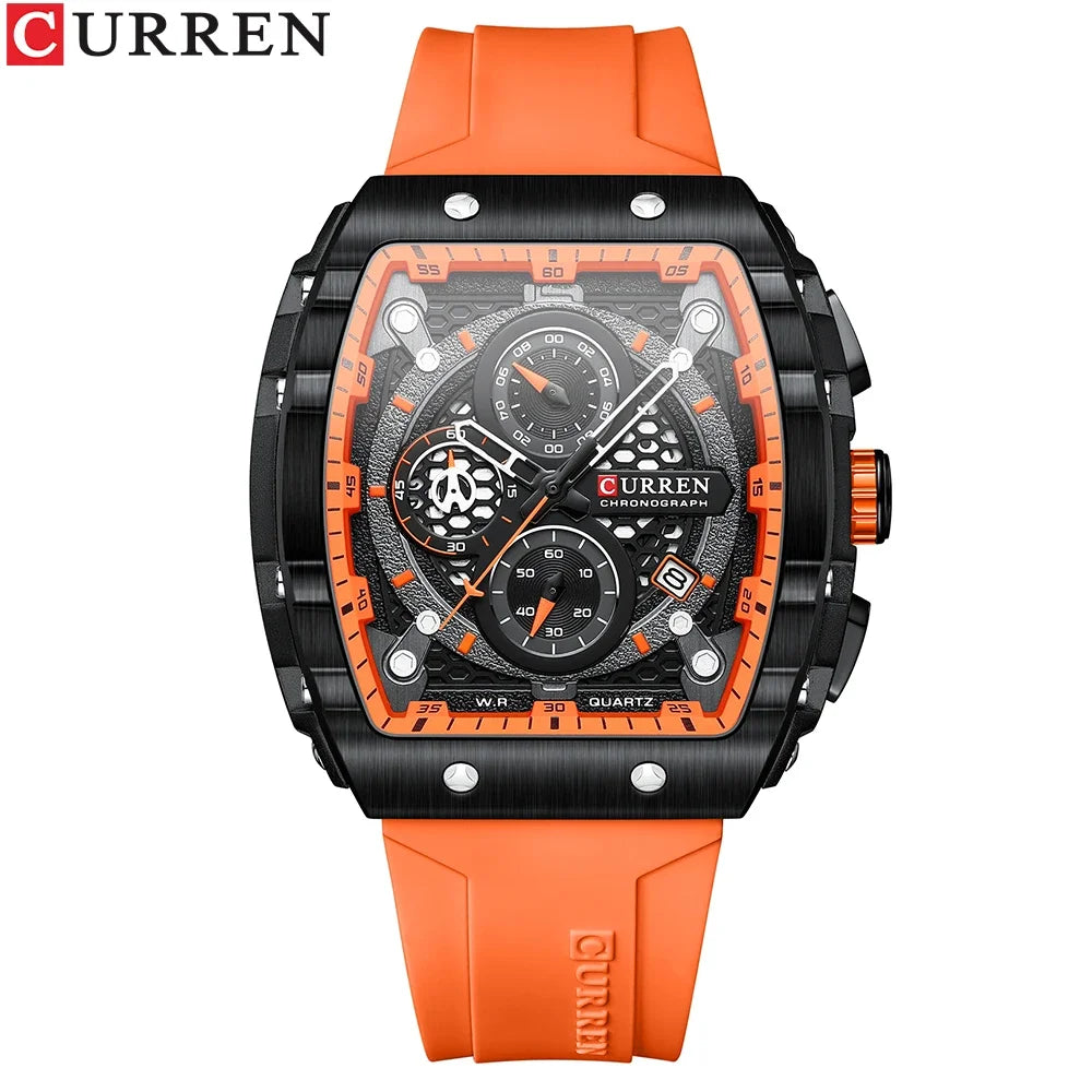 RBB Men's Luxury Square Chronograph Watch – Waterproof, Luminous, Date Display