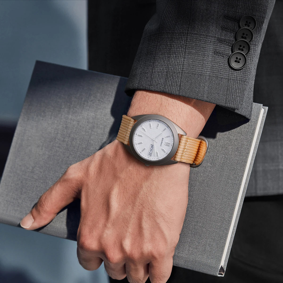 RBB Titanium Men’s Quartz Watch – Date & Week Calendar, Sapphire Crystal, Super Luminous, 38mm, 10ATM Waterproof