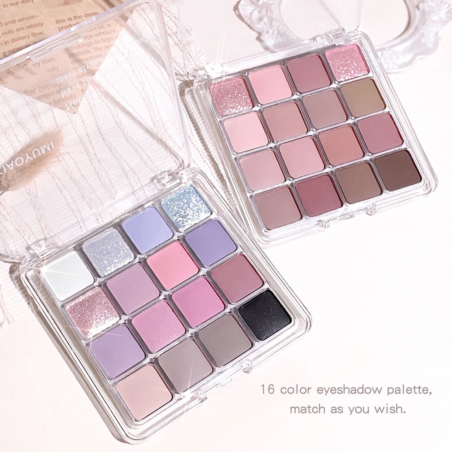 Sixteen-Color Sunset Magic Eye Shadow Palette – Pearlescent & Matte Earth Tones | Korean Makeup Essentials