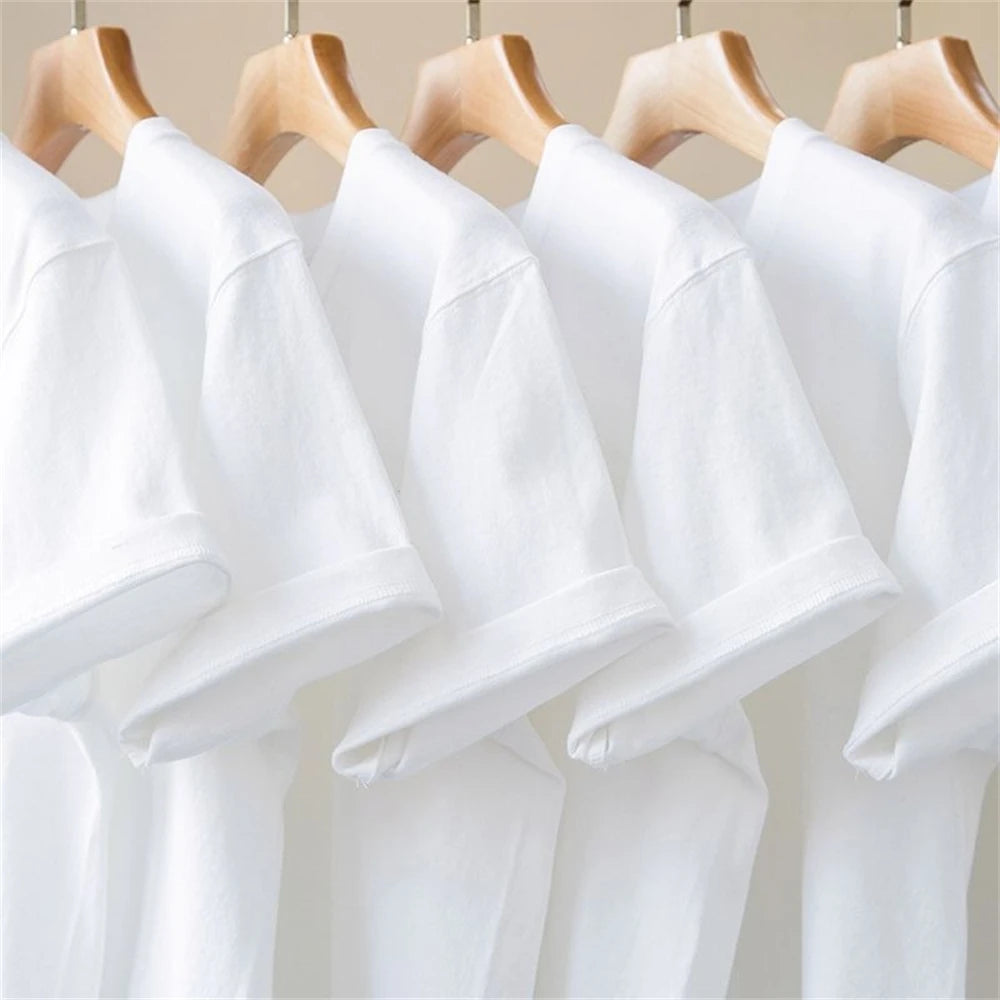 RBB Unisex Summer Cotton Solid Color O-Neck Short Sleeve T-Shirt – Couple White Casual Tee