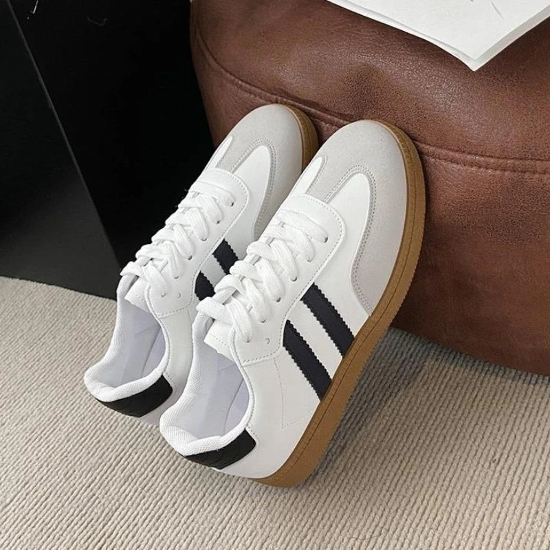 "Women's Lace-Up Vulcanized Sneakers – Casual Outdoor Trainers"