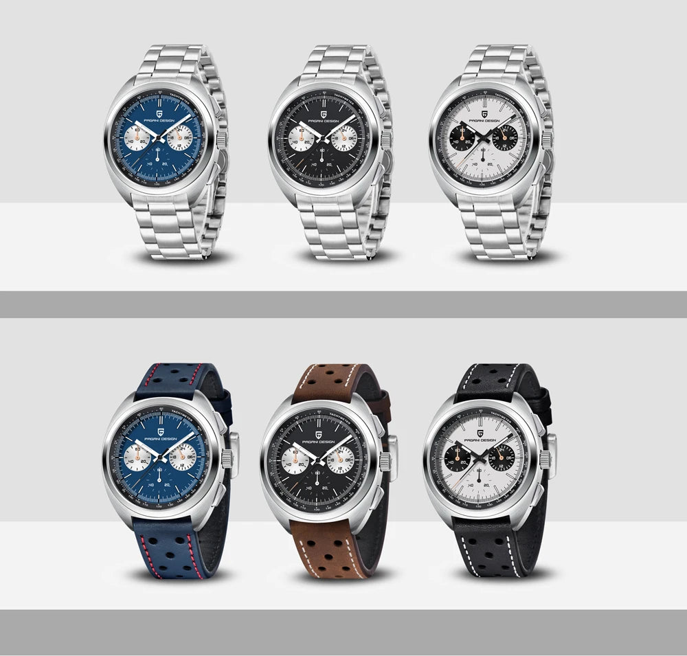 RBB DESIGN 2025 Retro Luxury Chronograph Men's Quartz Watch – VK63 Leather Sport Timepiece