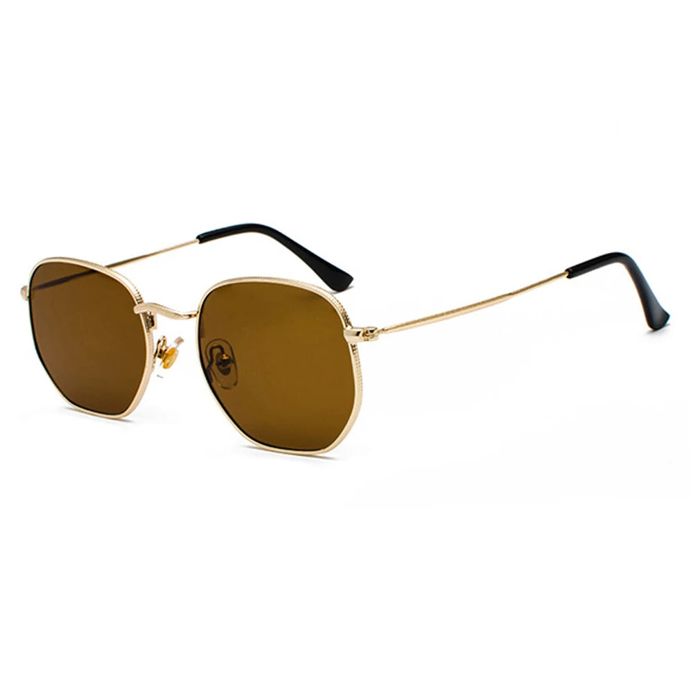 RBB Small Square Metal Frame Sunglasses – Mirrored UV400 Unisex