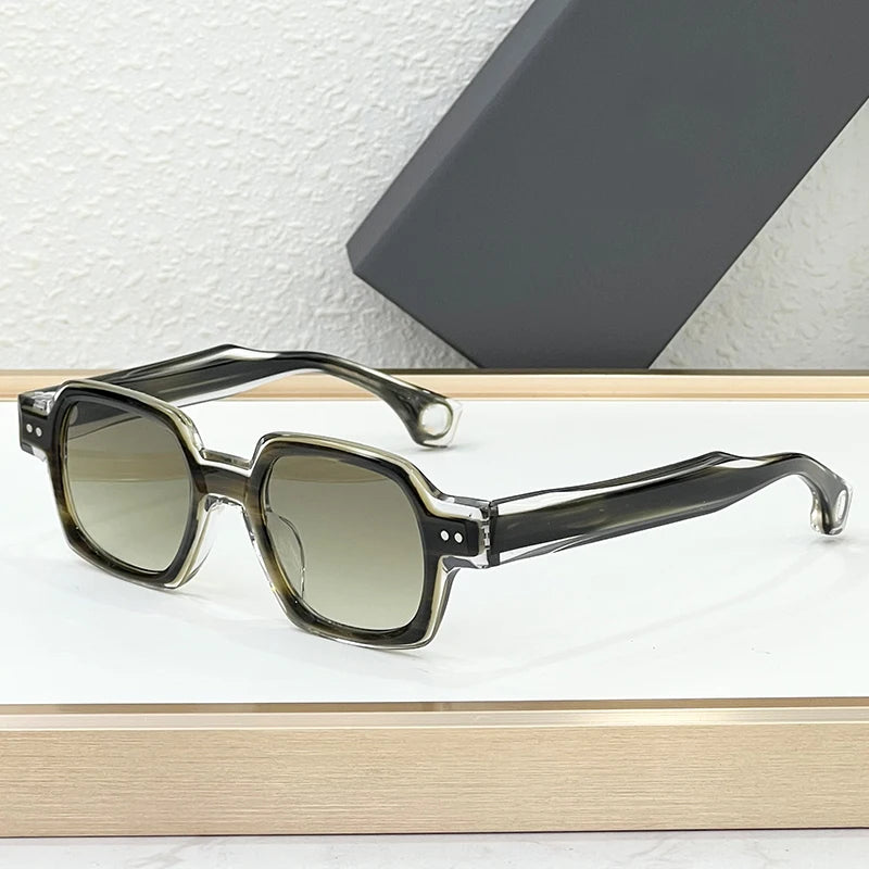 RBB Thick Acetate Square Sunglasses – UV400 Gradient Lenses, Unisex Designer Shades with Case