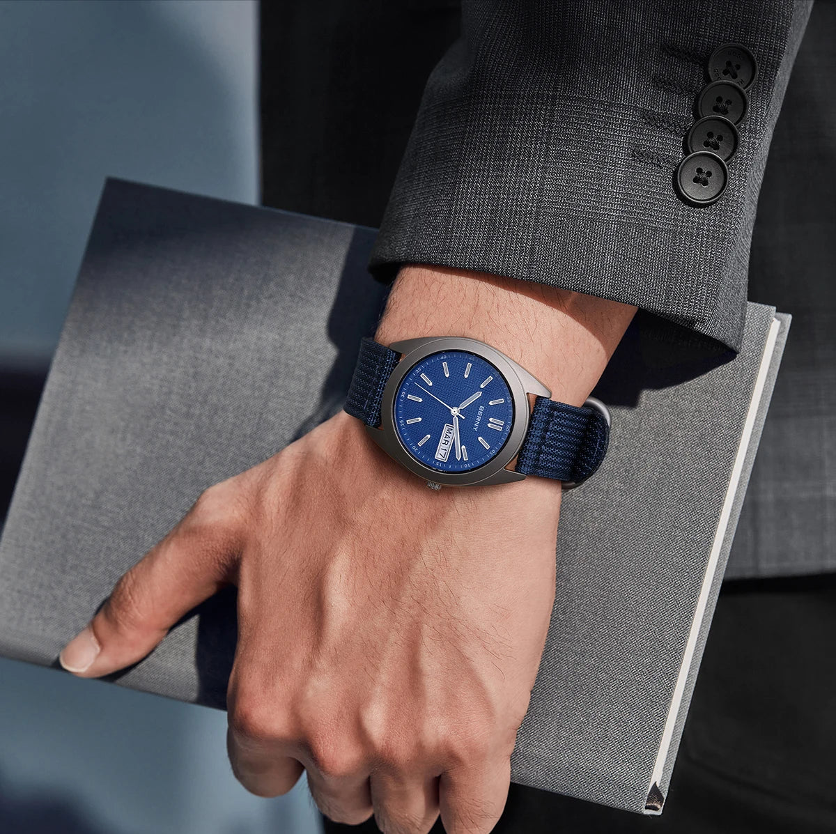 RBB Titanium Men’s Quartz Watch – Date & Week Calendar, Sapphire Crystal, Super Luminous, 38mm, 10ATM Waterproof