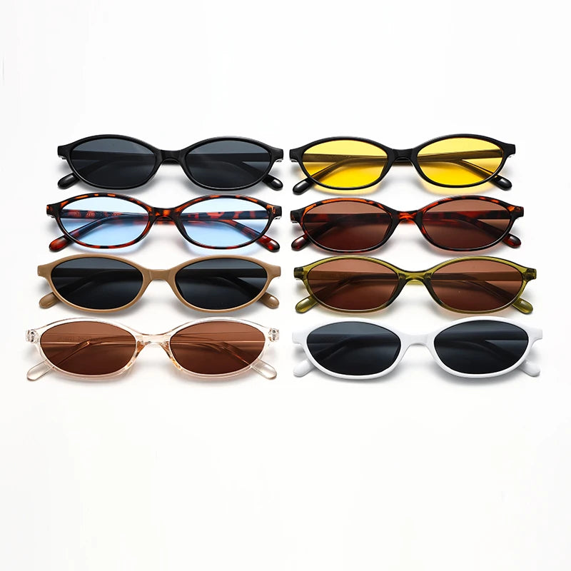 RBB Retro Elliptical Sunglasses Set – 4pcs/6pcs | Unisex Small Frame Fashion Eyewear