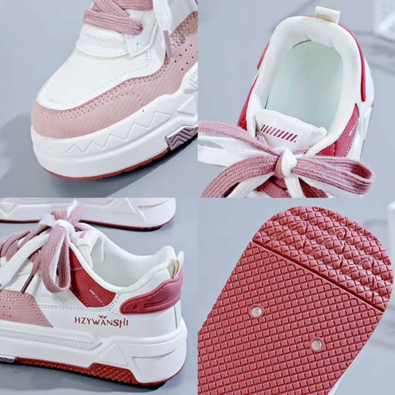 Women’s Platform Sneakers – Autumn 2025, White Breathable Non-Slip Lace-Up Casual Shoes