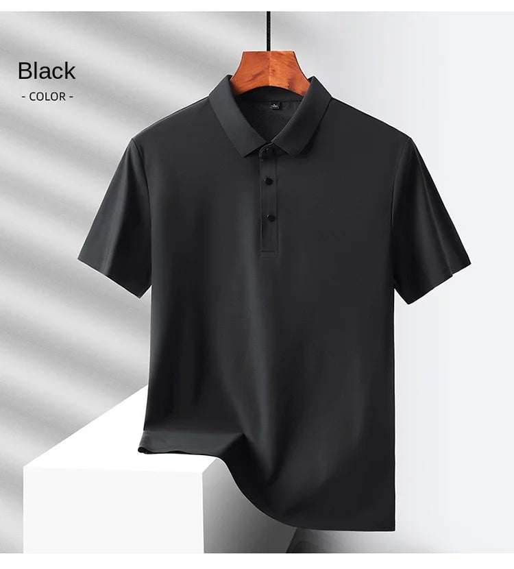 Men's Summer Quick-Dry Ice Silk Short Sleeve T-Shirt — Lightweight Nylon Fabric, Middle-Aged Casual Dad Tee