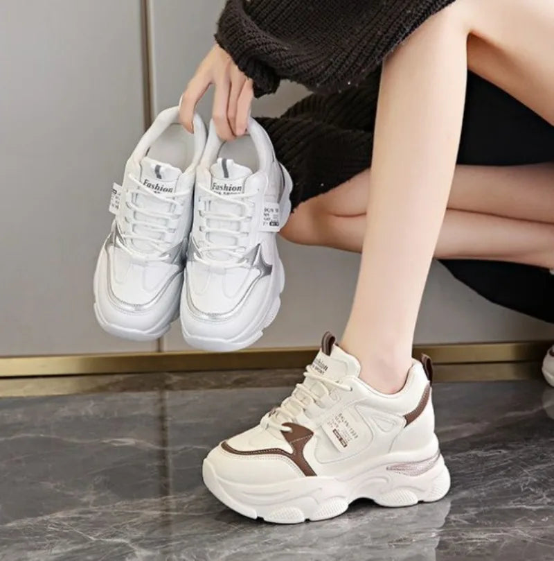 Women’s White Sport Sneakers – Thick Sole, Ultra-Light Platform, Casual & Running Shoes (Spring/Autumn 2025)