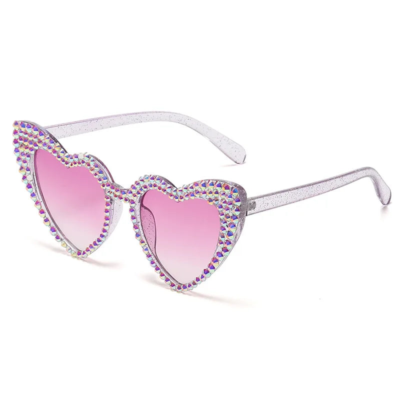 RBB Luxury Diamond Frame Heart Shape Sunglasses – Large UV400 Protection for Women