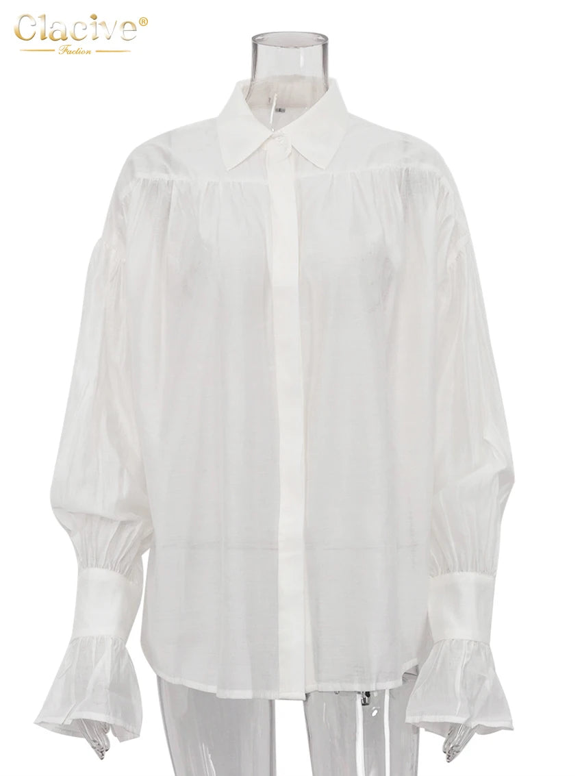 RBB Women's Elegant Pink Office Blouse – Long Sleeve Lapel Classic Shirt Top