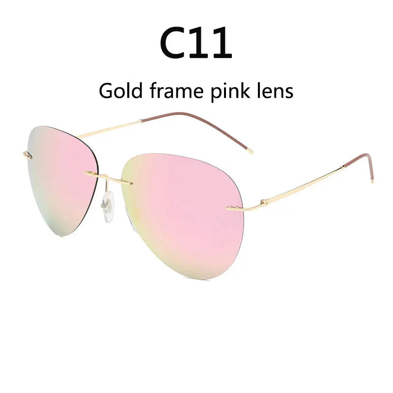 RBB Ultra-Light Frameless Photochromic Sunglasses | Polarized Titanium Goggles for Day & Night Driving & Fishing