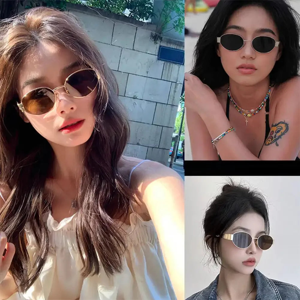RBB Fashion Sunglasses – Unisex Retro Oval Metal Frame UV400 Eyewear for Driving & Casual Use