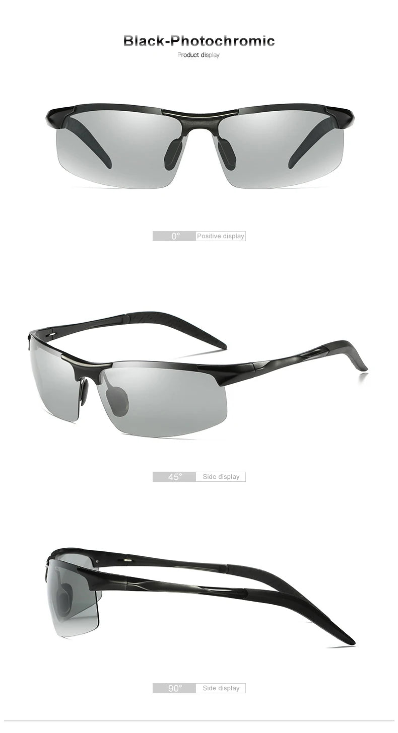 RBB Rimless Aluminium Outdoor Sport Sunglasses – Photochromic Polarized UV Protection for Men