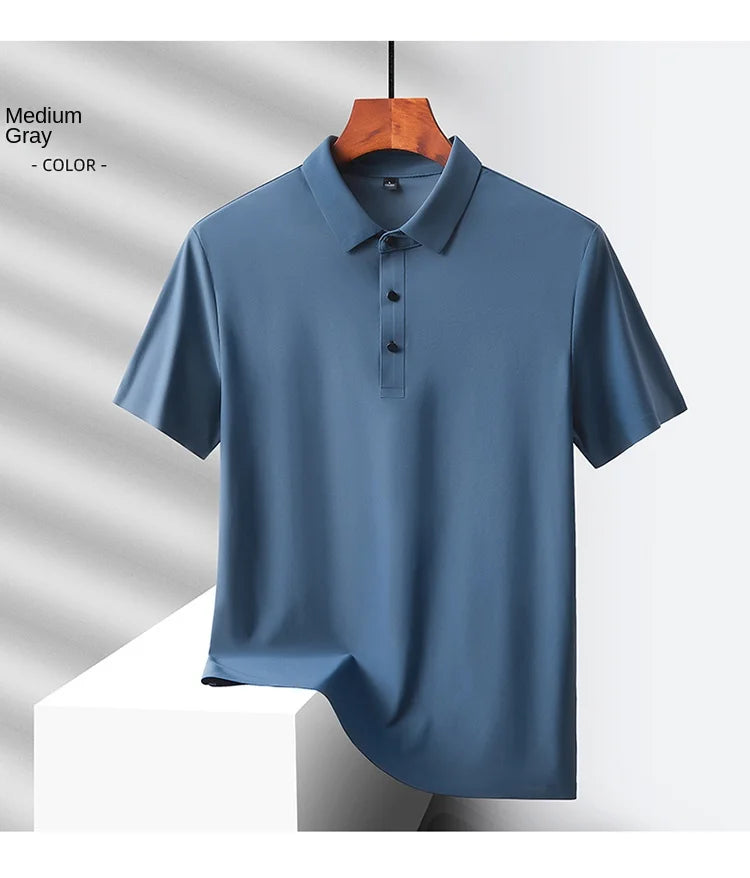 Men's Summer Quick-Dry Ice Silk Short Sleeve T-Shirt — Lightweight Nylon Fabric, Middle-Aged Casual Dad Tee