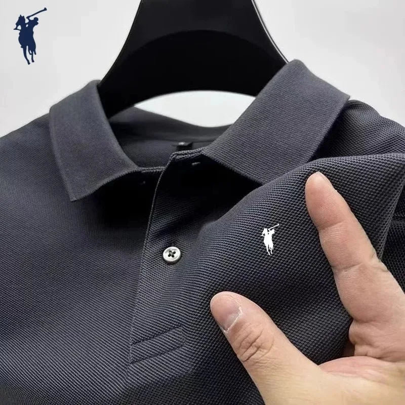 RBB 2025 Men’s Luxury Polo Shirt – Exquisite Horse Print, Short Sleeve, High-End Designer Summer Menswear