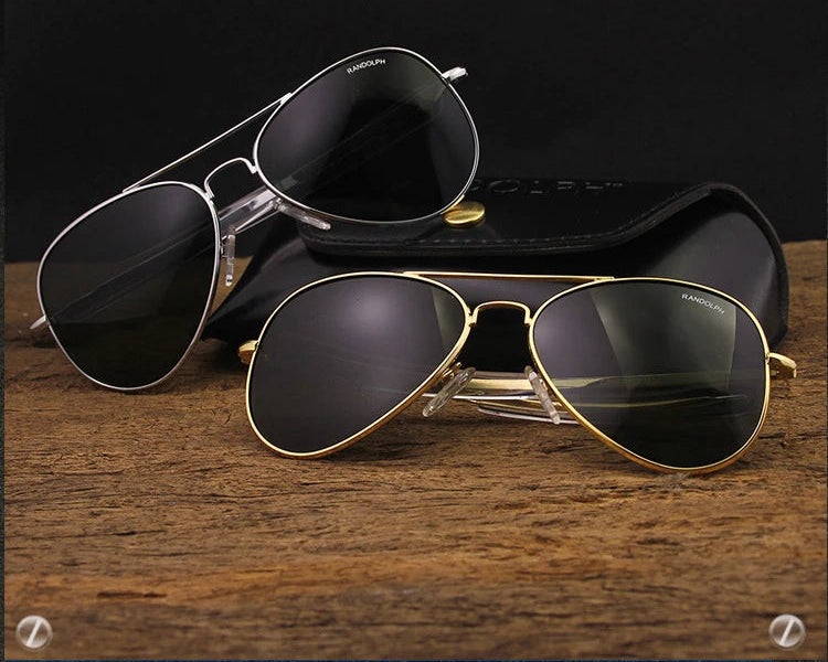 RBB USA Military-Style Pilot Sunglasses | Luxury Glass Lens Retro Titanium Eyewear