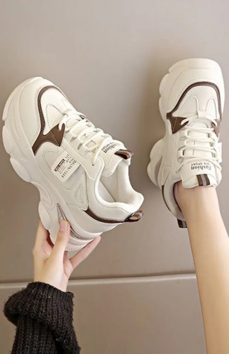 Women’s White Sport Sneakers – Thick Sole, Ultra-Light Platform, Casual & Running Shoes (Spring/Autumn 2025)