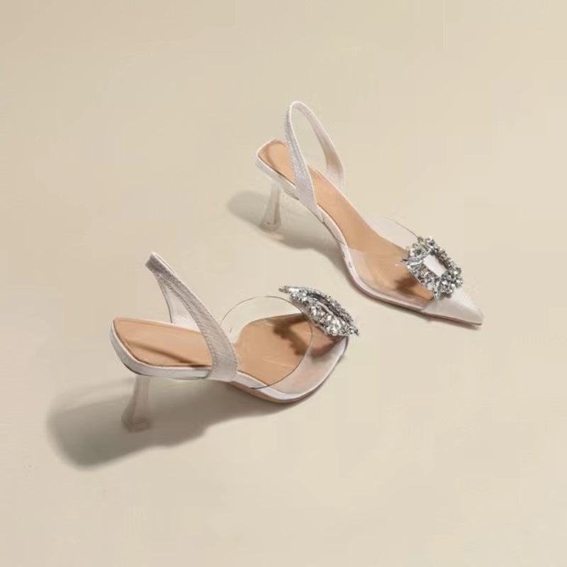 RBB Spring & Autumn Crystal Transparent Pointed Toe Women’s High Heels