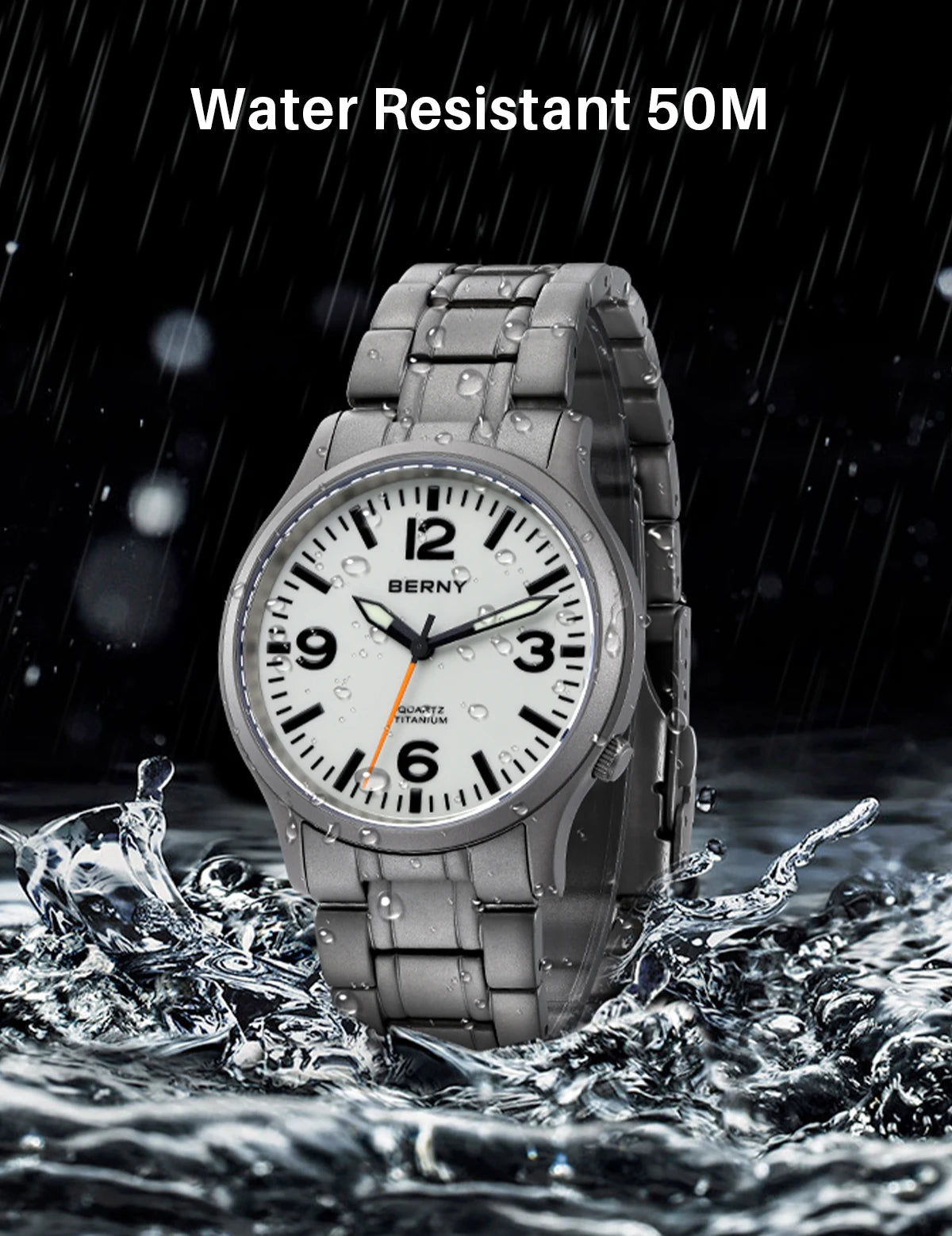 RBB Titanium Men’s Outdoor Sports Quartz Watch – Super Luminous Dial, Sapphire Crystal, Lightweight, 5ATM Waterproof