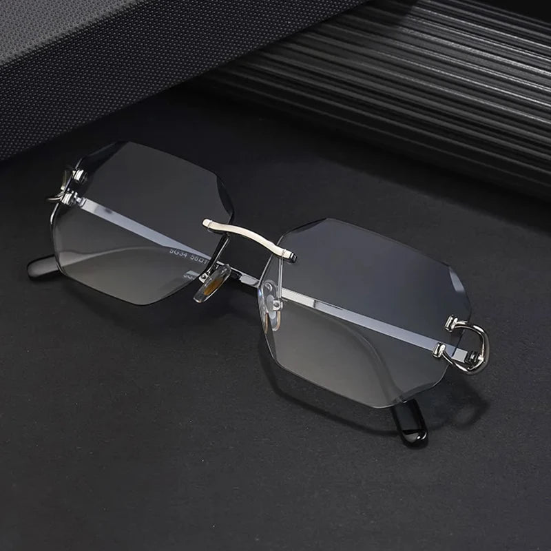 RBB Luxury Rimless Sunglasses – Unisex Stylish Metal Frame Vintage UV400 Mirror Shades