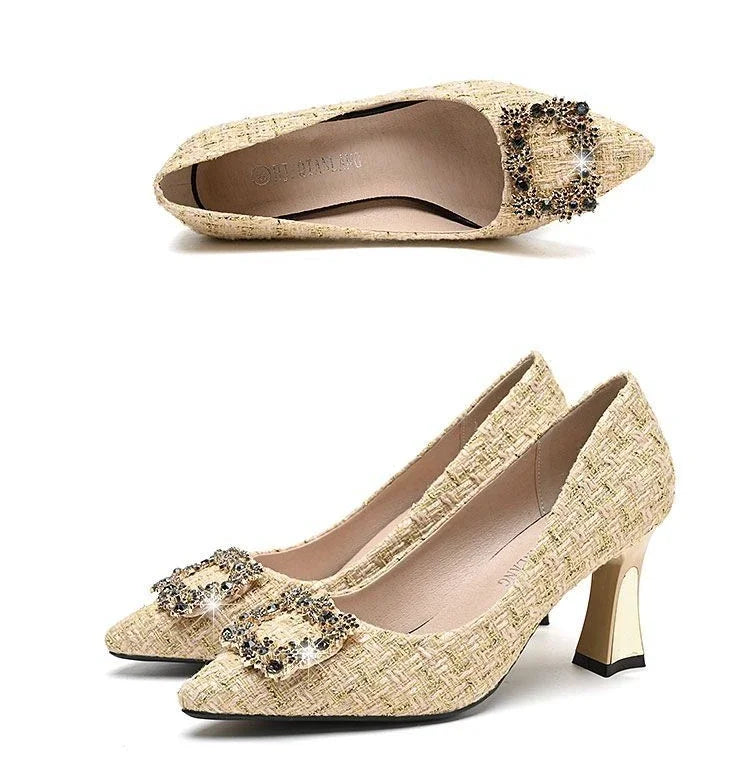 RBB Diamond Rhinestone High Heel Pumps – Women’s Formal Pointed Toe, Size 39