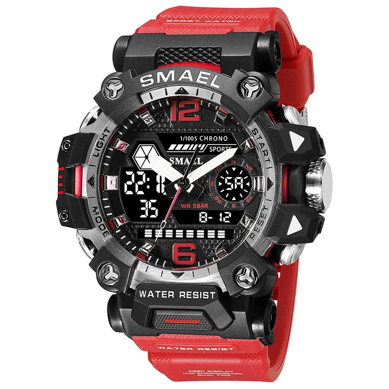 RBB Men’s Digital Sports Watch – 50M Waterproof, Dual Display, LED Quartz