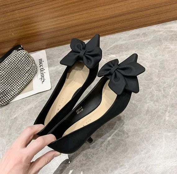 RBB With Heel Sexy Shoes for Women Moccasins Black Y2K Vacation Summer 2025 Chic and Elegant High Quality Slip-On Pumps - Size 39
