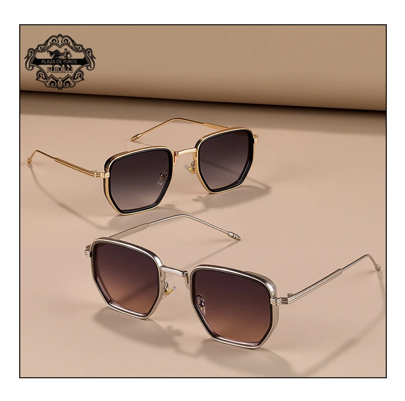 RBB Retro Polygon Square Sunglasses – UV400 Gradient Vintage Eyewear for Men & Women