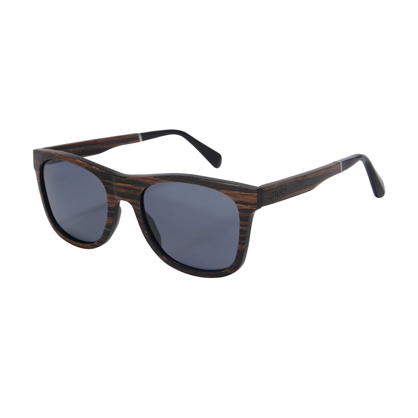 RBB Polarized Wood Frame Sunglasses – Unisex Square Ebony Shades for Biking & Outdoor Wear