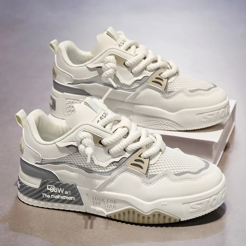 2025 Men’s Large-Size All-Season Soft Sole White Sneakers – Versatile Fashion Sports Shoes